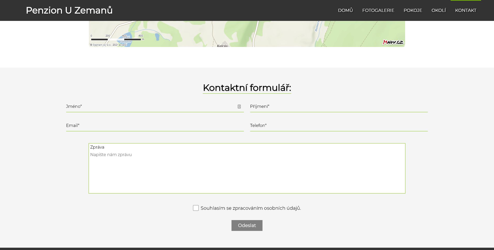 základní stránka - kontaktní formulář