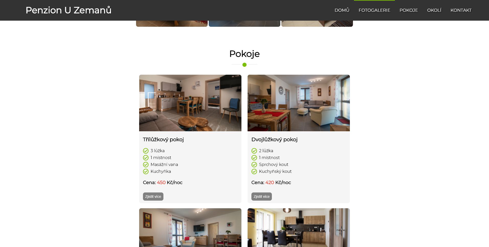 základní stránka - pokoje